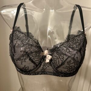 Victoria's Secret Black Lace Bra with Cream Accents